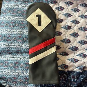 Retro Golf Headcover Black and Red Vintage Leather